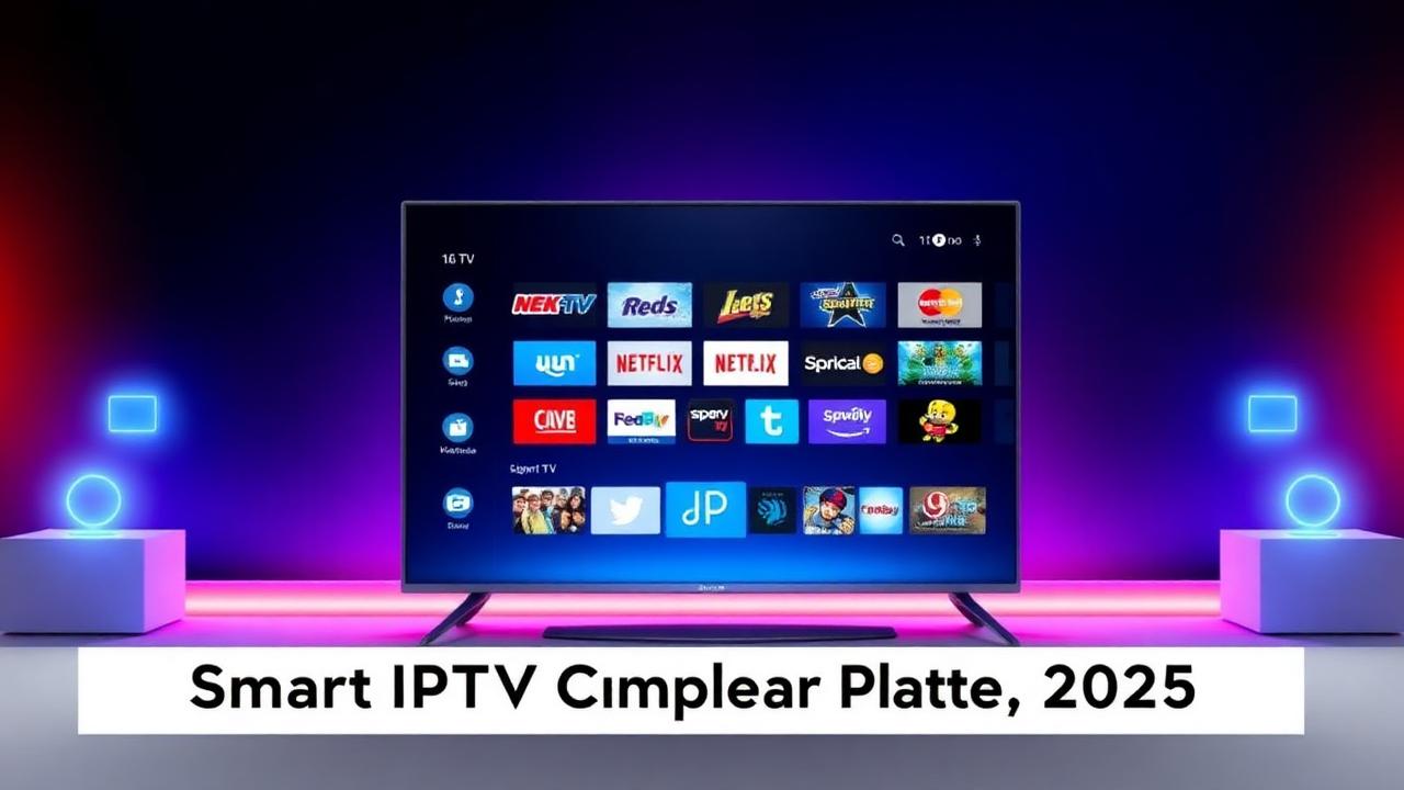 Smart IPTV complete guide 2026 featuring a modern smart TV streaming interface